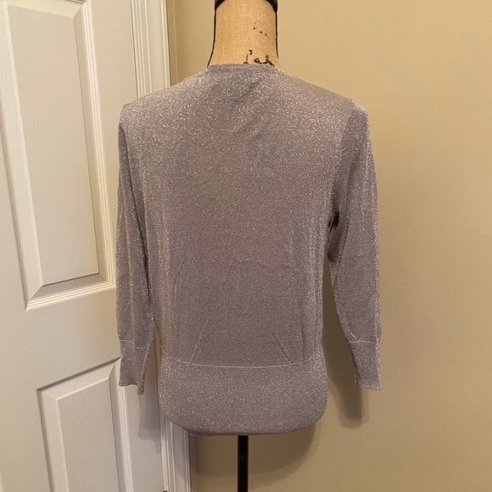 August Silk Silver Pearl and sequin Scoop Neck Pullover Sweater Size L - Picture 6 of 11
